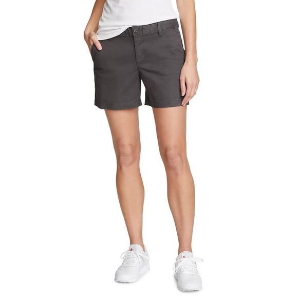 Eddie Bauer Women's Willit Stretch Legend Wash Shorts in Carbon 10 Petite - Picture 1 of 12